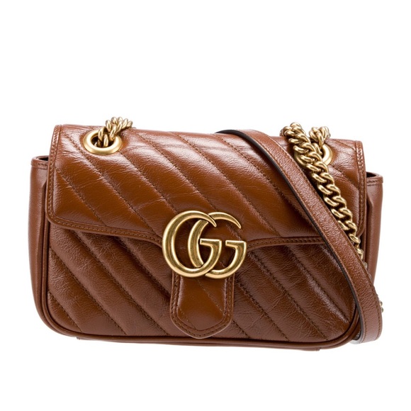 Gucci Handbags - Gucci Mini Marmont Matelasse Shoulder Bag Brown